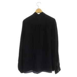 Theory ARILETTEシルクブラウス 長袖 プルオーバー ボウタイ リボン S 紺 ネイビー