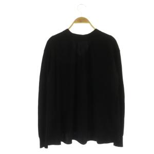 ESTNATION 切替デザインニット カットソー 長袖 Vネック ウール混 38 黒 ブラック