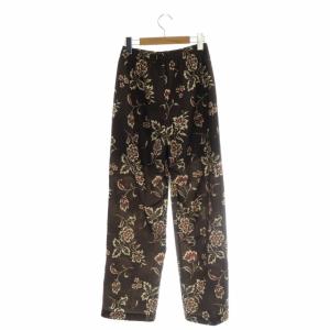 L'Appartement 22SS ハイビスカス イージーパンツ ワイド 花柄 36 茶 ブラウン