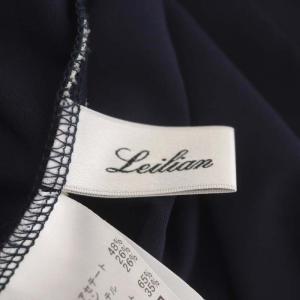 Leilian 近年モデル ストライプ カットソー 長袖 切替 13+ 紺 アイボリー ネイビー