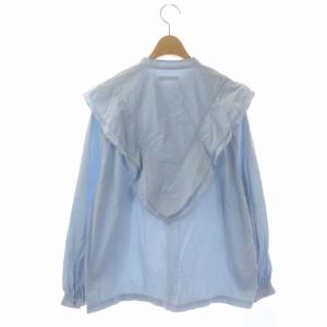 JOURNAL STANDARD 21AW タイプライターワッシャーフリルブラウス 長袖 ノーカラー 水色 ライトブルー