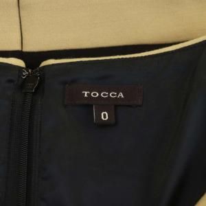TOCCA バイカラー ワンピース ひざ丈 七分袖 0 黒 ブラック ベージュ