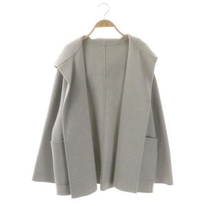 ウールダブルフェイスフーデッドコート アウター ロング 36 グレー