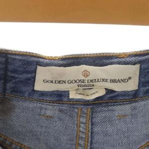 GOLDEN GOOSE Deuxieme Classe取り扱い BREEZY ダメージ加工ワイドデニムパンツ ジーンズ ボタンフライ ライトブルー