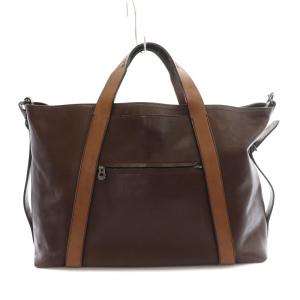 HERGOPOCH 2WAYバッグ トートバッグ ショルダーバッグ レザー 茶 ブラウン