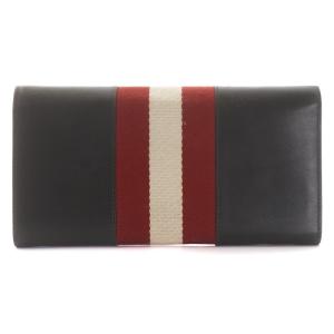 BALLY 長財布 レザー ライン 切替 黒 ブラック