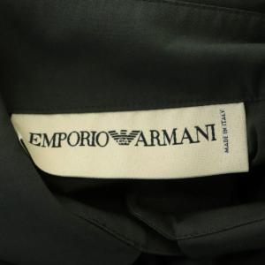 EMPORIO ARMANI 裾ベルトデザイン クロップドシャツ ブラウス 長袖 前開き コットン混 38 カーキ