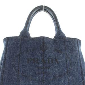 PRADA 1BG439 カナパ デニム トートバッグ ハンドバッグ ロゴ ネイビー