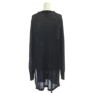 Theory リネン ロングカーディガン ニット 長袖 薄手 L 紺 ネイビー