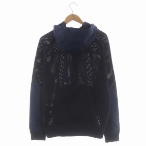 LOUIS VUITTON メッシュデザインパーカー ナイロン 異素材切替 L ネイビー