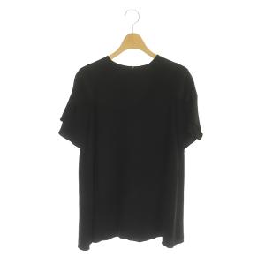 BLOUSE FLOUNCE PETAL ブラウス 半袖 38 黒 ブラック