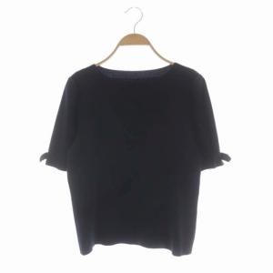 Rochelle Top リボントリム  ニット カットソー 半袖 40 紺 ネイビー 42982