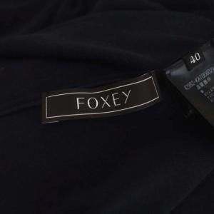 FOXEY BOUTIQUE Rochelle Top リボントリム  ニット カットソー 半袖 40 紺 ネイビー 42982