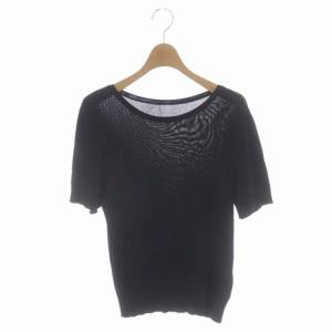 KnitTop Tangerin ニット カットソー ロゴ シアー 半袖 40 濃紺 ダークネイビー 40753