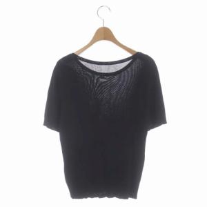 FOXEY BOUTIQUE KnitTop Tangerin ニット カットソー ロゴ シアー 半袖 40 濃紺 ダークネイビー 40753