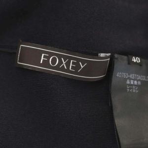 FOXEY BOUTIQUE KnitTop Tangerin ニット カットソー ロゴ シアー 半袖 40 濃紺 ダークネイビー 40753
