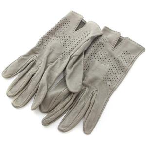 Hロゴパンチング ラムスキン グローブ 手袋 グレー