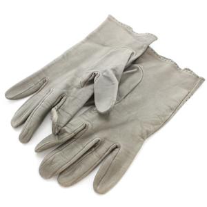 HERMES Hロゴパンチング ラムスキン グローブ 手袋 グレー