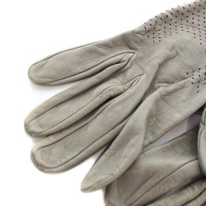 HERMES Hロゴパンチング ラムスキン グローブ 手袋 グレー