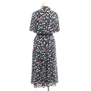 Grace Class 22SS チェリープリントシャツドレス ワンピース ロング ミモレ 半袖 総柄 38 ネイビー