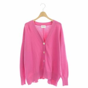 サイドスリットカーディガン 長袖 ピンク