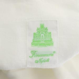 Finamore リネン前開きバンドカラーシャツワンピース ロング 長袖 40 白 ホワイト