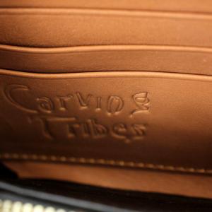 GRACE CONTINENTAL Carving Tribes 長財布 ラウンドファスナー 花柄 カッティング レザー 茶 ブラウン