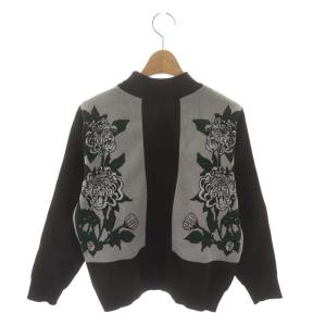 VIVIENNE TAM 22AW クリサンセマム ジャガードニット セーター 長袖 38 茶 緑 白