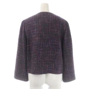M'S GRACY セットアップ 上下 ツイード ノーカラージャケット 総裏地 タイトスカート 膝丈 ウール 40 紫 パープル マルチカラー