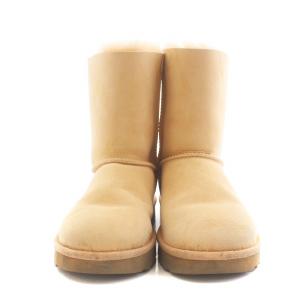 UGG australia W BAILEY BOW SHORT PUFFLE ムートンブーツ スエード レザー リボン ロゴ US6 23.0cm ピンク