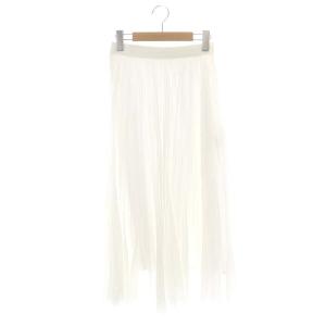 21AW シルクローンプリーツロングフレアスカート マキシ フレア 36 オフホワイト