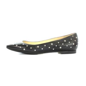 JIMMY CHOO MODELL FLAT スタースタッズ パンプス スクエアトゥ レザー 25cm ブラック