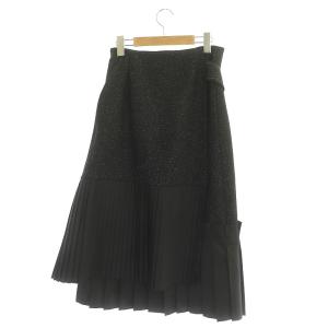 ADORE 21AW ホワイトネップツイードスカート ラップ ロング ウール混 36 黒 ブラック