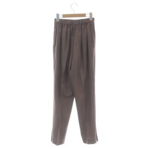 ENFOLD ハイツイストWOサイドベンツゴムジョッパーズパンツ テーパードパンツ タック 裾スリット 36 茶色 ブラウン