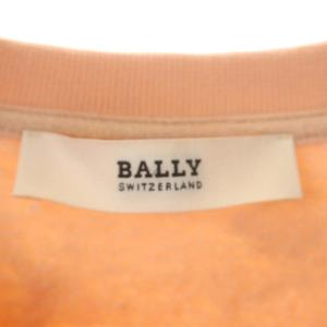 BALLY 裏起毛 ロゴスウェット トレーナー 長袖 総柄 ライン XS ペールピンク ピンクベージュ 白