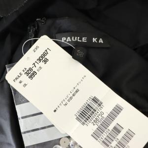 PAULE KA チュール リボン ワンピース ミニ ノースリーブ ビーズ装飾 38 黒 ブラック
