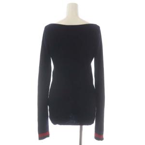 L'Appartement Sleeve Border ニット カットソー 長袖 ボートネック プルオーバー ウール 濃紺 ダークネイビー 赤 レッド