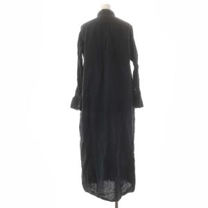 TICCA 22SS リネンダブルポケットロングシャツワンピース 長袖 F 黒 ブラック
