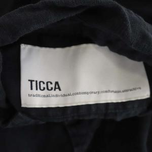 TICCA 22SS リネンダブルポケットロングシャツワンピース 長袖 F 黒 ブラック