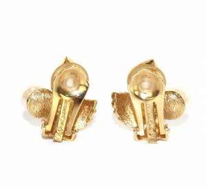 Christian Dior フェイクパール リーフモチーフ イヤリング クリップ ゴールド アクセサリー ジュエリー