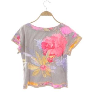 LEONARD ファッション FASHION Tシャツ カットソー 半袖 花柄 M ライトグレー マルチカラー