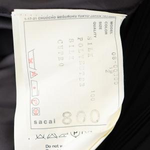 sacai プリーツ ラップワンピース ひざ丈 七分袖 シルク 2 黒 ブラック