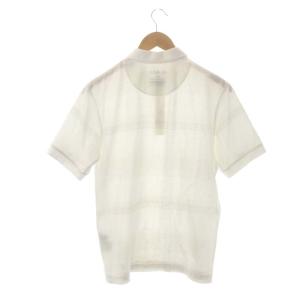 BLACK LABEL CRESTBRIDGE チェック ポロシャツ 半袖 鹿の子 メッシュ切替 M 白 ホワイト ライトグレー