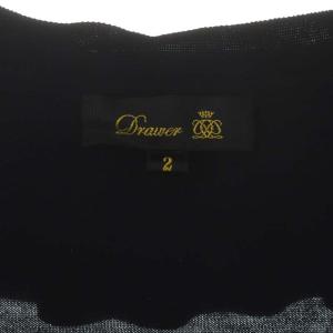 Drawer 18GコットンVネックフリルカーディガン ニット 長袖 2 濃紺 ダークネイビー