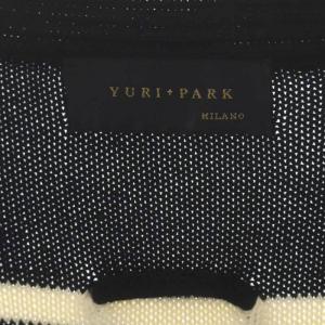 YURI PARK UNITED ARROWS取扱い ESTER ボーダーざっくりニットカーディガン 長袖 Vネック 濃紺 ダークネイビー オフホワイト