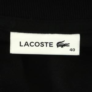 LACOSTE イレギュラープラケットポロシャツ  半袖 ロゴ 刺繍 コットン混 40 黒 ブラック