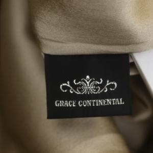 GRACE CONTINENTAL 22AW ギャザーフレアパフワンピース ロング 長袖 ティアード フラワー刺繍 36 モカ マルチカラー