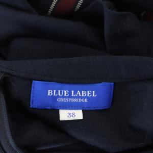 BLUE LABEL CRESTBRIDGE ワンピース ノースリーブ ひざ丈 チェック 38 紺 ネイビー