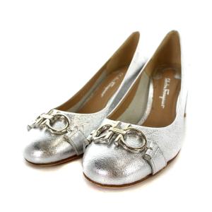 GARDAパンプス ガンチーニ レザー チャンキーヒール 5 22cm シルバー色