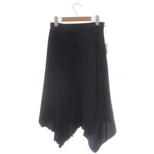 ADEAM プリーツフレアスカート ひざ丈 ミモレ 0 黒 ブラック